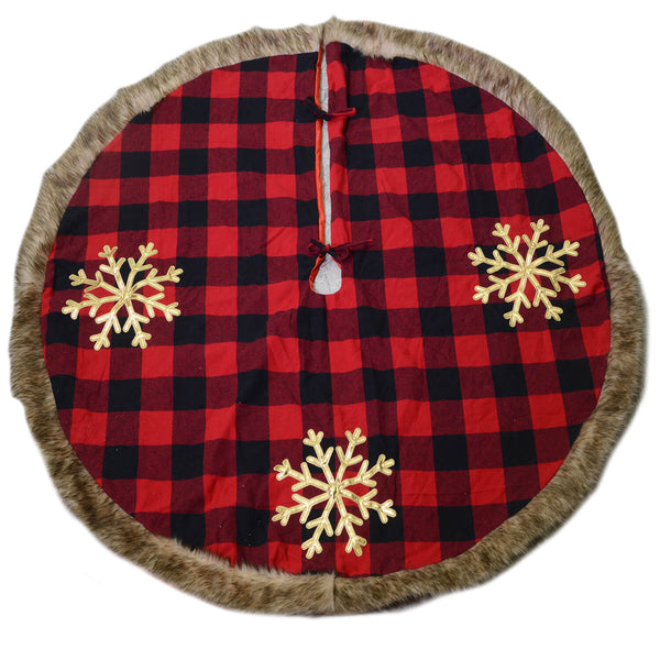 prezzo Copri base Albero di Natale in Tessuto con fiocchi tartan rosso cm Ø120