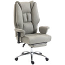 Sedia da Ufficio Ergonomica 78x70x118-126 cm Reclinabile con Poggiapiedi Schienale Alto in Finta Pelle Grigio Chiaro      