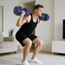 Set Pesi da Palestra 6 in 1 Utilizzabile come Kettlebell Manubri Bilanciere Supporto in Plastica e Sabbia Blu      