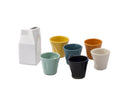 Set 6 Tazzine da caffè Accartocciati Multicolor con Lattiera Bianca in Gres Kaleidos