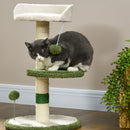 Albero Tiragraffi per Gatti con Lettino Piattaforma e Palo Sisal Verde e Bianco      