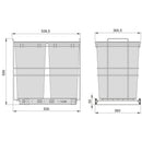 Pattumiera da Cucina ad Estrazione 2x 35 L in Plastica Emuca 