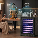 Cantinetta Vino Doppia Temperatura 5–18 °C 46 Bottiglie Capienza 131L con Porta in Vetro Temperato Triplo Nero      