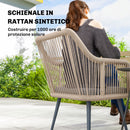 Set 2 Sedie da Giardino 54x65x80 cm con Cuscini e Braccioli in Acciaio e Rattan PE Grigio Scuro      