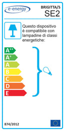 Sospensione D45 1xE27 Montatura Bianca Vetro Lastra Bianco E-Energy Brigitta