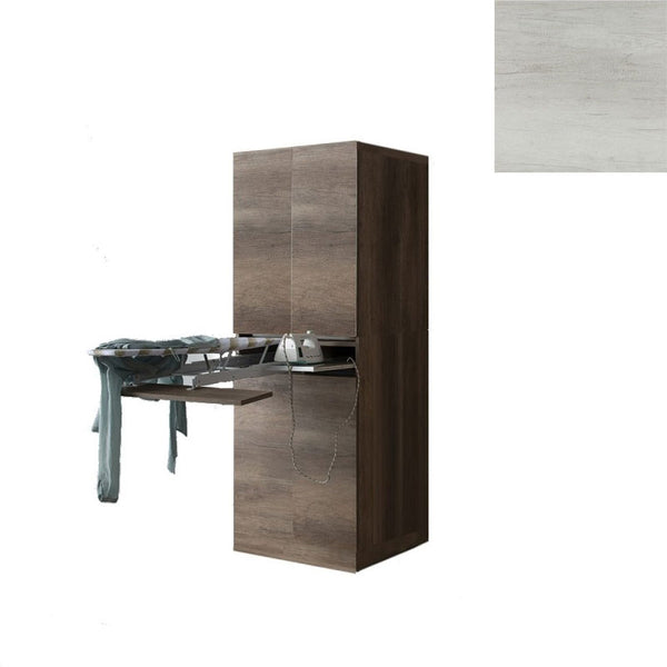 Mobile Lavanderia a Colonna per Lavatrice o Asciugatrice con Asse da Stiro e Ante 70x70x192A cm in Nobilitato Unika Olmo Bianco acquista