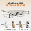 Lettino Brandina per Cani Grandi 152x94x23 cm Rialzato da Esterno in Acciaio e Rete Traspirante Beige      