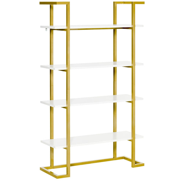 Libreria 4 Ripiani 92x35x152 cm in MDF e Acciaio Bianco e Oro online