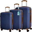 Set 3 Valigie Rigide con Ruote Easy Roll Trolley Bagaglio da Viaggio Blu e Marrone      