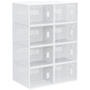 Scarpiera Modulare 25x35x19 cm con 8 Cubi Contenitori e Porta Magnetica in PP Bianco e Trasparente      