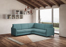Divano Angolare 5 Posti 221x221x85 cm Karay in Tessuto Petrolio