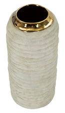 Vaso Lima Ø14x30 cm in Ceramica Grigio e Oro      