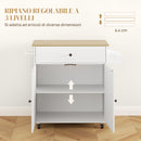 Carrello da Cucina Piano a Ribalta Isola Multiuso con Portaspezie e Portasciugamani 106x42x87 cm Rivestimento in Melamina Bianco  