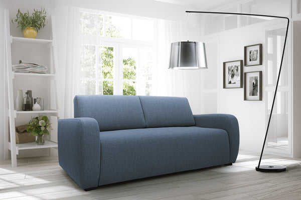 Divano Letto 3 Posti 215x93x100 cm in Tessuto Azzurro prezzo