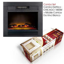 Camino Elettrico da Pavimento Chicago 1800W con Cornice in Legno Bianco      