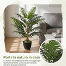Pianta Artificiale di Felce con 20 Foglie in PEVA Rami Piegabili Vaso Nero in PP e Cemento Verde      
