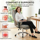 Sedia da Ufficio Ergonomica 78x70x118-126 cm Reclinabile con Poggiapiedi Schienale Alto in Finta Pelle Grigio Chiaro      