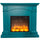 Camino Elettrico da Pavimento 113,7x102,2x28,2 cm Effetto Fiamma 1500W Sined Cetona Turchese