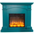 Camino Elettrico da Pavimento 113,7x102,2x28,2 cm Effetto Fiamma 1500W Sined Cetona Turchese