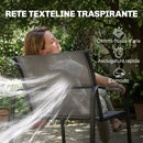 Set 4 Pezzi da Giardino con Divano 2 Posti 2 Sedie e Tavolino Struttura in Metallo Grigio      