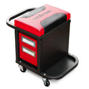 Carrello Sgabello Porta Attrezzi da Officina 25x36x45,5 cm in Acciaio Nero e Rosso