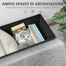Panca Contenitore 76x50x73 cm con Schienale e Vano da 77L Rivestimento in Tessuto Grigio      