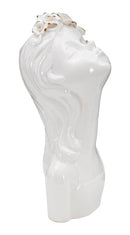 Vaso Young Lady Roses 10x14x26 cm in Porcellana Bianco e Oro      