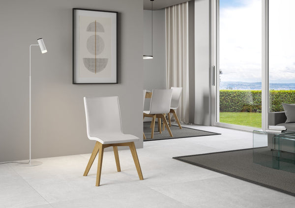 Sedia 52x52x87 cm Trudy gambe quercia in Similpelle Bianco acquista