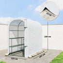 Serra da Giardino 123x187x189 cm con Scaffali a 2 Livelli e Porta Avvolgibile in Acciaio e PE Bianco      