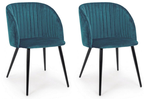 prezzo Set 2 Sedie 53x57x81,5h cm Queen Velvet Blu