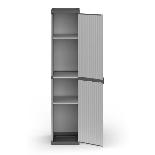 online Armadio da Esterno 34x40x165 cm 1 Anta 4 Ripiani in Resina Grigio