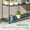 Portapiante a 3 Livelli Aperti 143x48x100 cm in Acciaio e Plastica Verde Scuro      