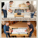 Tavolo da Gioco 13 in 1 Pieghevole con Calciobalilla Ping Pong Hockey Biliardo Scacchi e Altri Noce      
