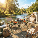 Tavolo da Campeggio Pieghevole 116 cm, Tavolo da Picnic Impermeabile con Piano Arrotolabile e Struttura in Metallo, Portatile per Giardino, Parco, BBQ, Verde      