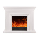 Camino Elettrico da Pavimento 80x100x30 cm Effetto Fiamma 1500W Rafael Bianco