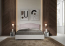 Letto Matrimoniale con Rete e Contenitore Alzata Comoda Struttura Bianco Frassico e Testata in Microfibra Grace Glicine Varie Misure