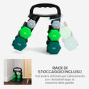 Set 6 Pesi Manubri con Supporto Coppie da 1-3-5 Kg in Metallo Verde e Nero   