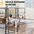 Recinto per Cani Pieghevole con 12 Pannelli 68x100 cm con Picchetti per Interni ed Esterni in Acciaio Nero      