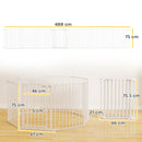 Recinto per Cani a 8 Pannelli Modulabili 61x3x75 cm con Chiusura Automatica in Acciaio e ABS Bianco      