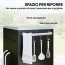 Carrello da Cucina Piano in Acciaio Inox 86x50x86.5 cm Armadietto con Struttura in Metallo Nero   