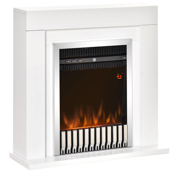 sconto Camino Elettrico da Pavimento 79x26x77,5 cm Effetto Fiamma 2000W Bianco