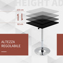 Tavolino Quadrato Altezza Regolabile 60x60x82-103 cm  Nero