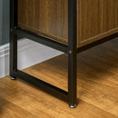 Armadietto 2 Ante 82x30x98 cm con Piano in Vetro Temperato Marrone e Nero