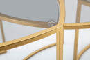 Tavolinetti da Caffè Triangle Set 3 Pz Ø60x50 cm - Ø50x45 cm - Ø40x40 cm in Ferro e Vetro Oro      