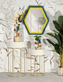 Tavolinetti Alti Wedding Rotondi Set 2 Pz Ø50x90 cm - Ø40x70 cm in Pino e MDF e Metallo      