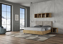 Letto Matrimoniale con Alzata Comoda Struttura Quercia con Cuscini in Similpelle Appia Tortora Varie Misure
