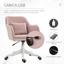 Sedia Operativa da Ufficio Massaggiante a 2 Punti con Cuscino e Braccioli 57x70x78-86 cm Rosa 