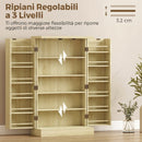 Dispensa Mobile da Cucina 60x30x104 cm 12 Rastrelliere per Spezie Ripiani Regolabili in MDF Legno Naturale      
