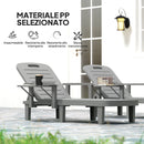 Set 2 Sdraio da Giardino Regolabili 79x158x88 cm con Tavolino e Braccioli in Polipropilene Grigio Scuro      