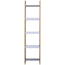 Scaffale Portaoggetti a 5 Ripiani in Bambù e MDF Bianco e Legno Naturale 32x30x130 cm 